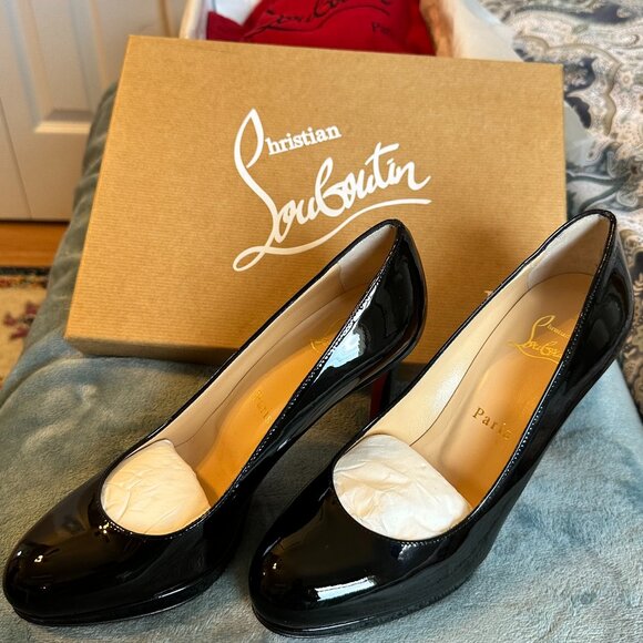 100% Authentic Christian Louboutin Simple Pump 100 Black Patent - Picture 1 of 10